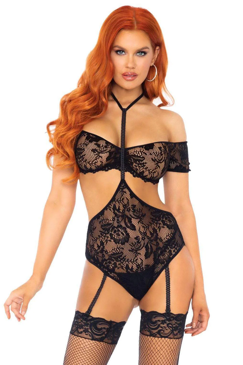 Lace Bandeau Bralette & Garter Teddy - Image 3