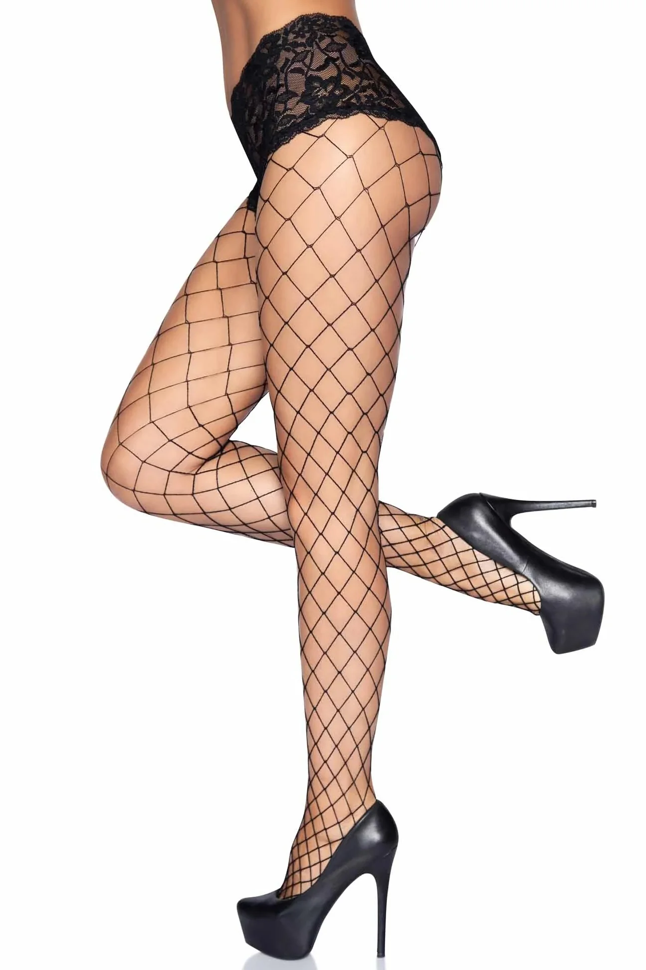Fence Net Pantyhose with Lace Boyshorts - Image 3