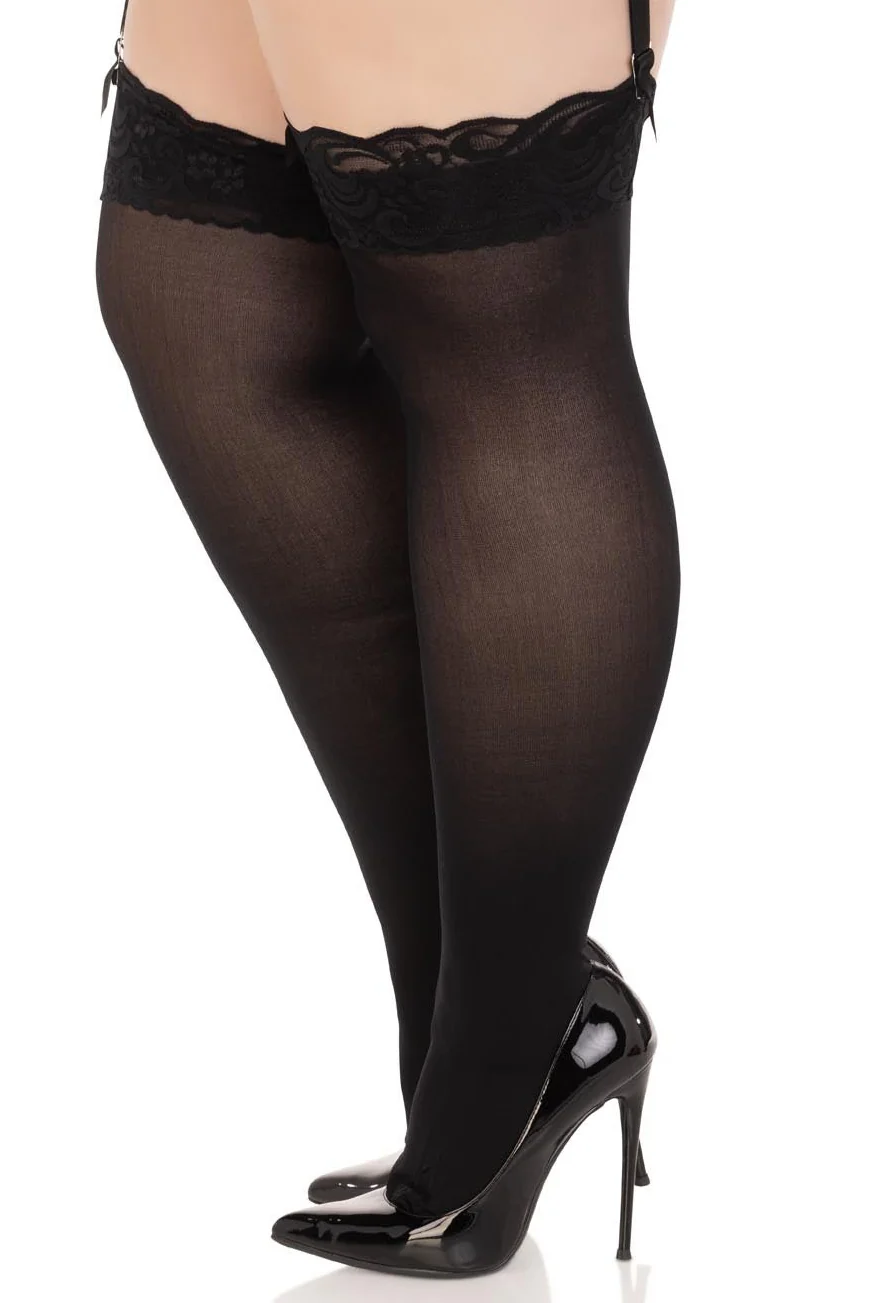 Opaque Lace Top Stockings - Image 3