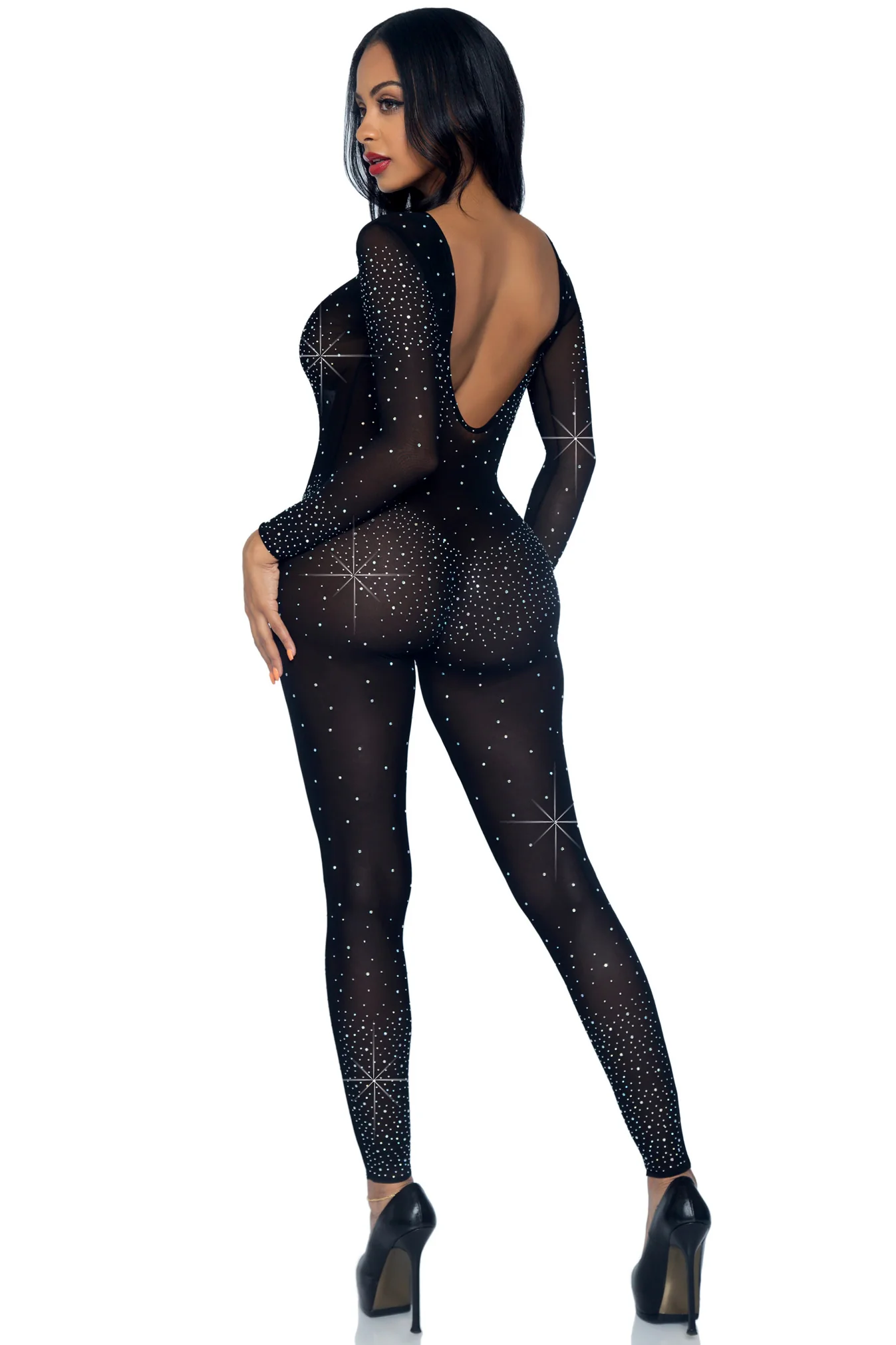 Sheer Rhinestone Catsuit - Image 5