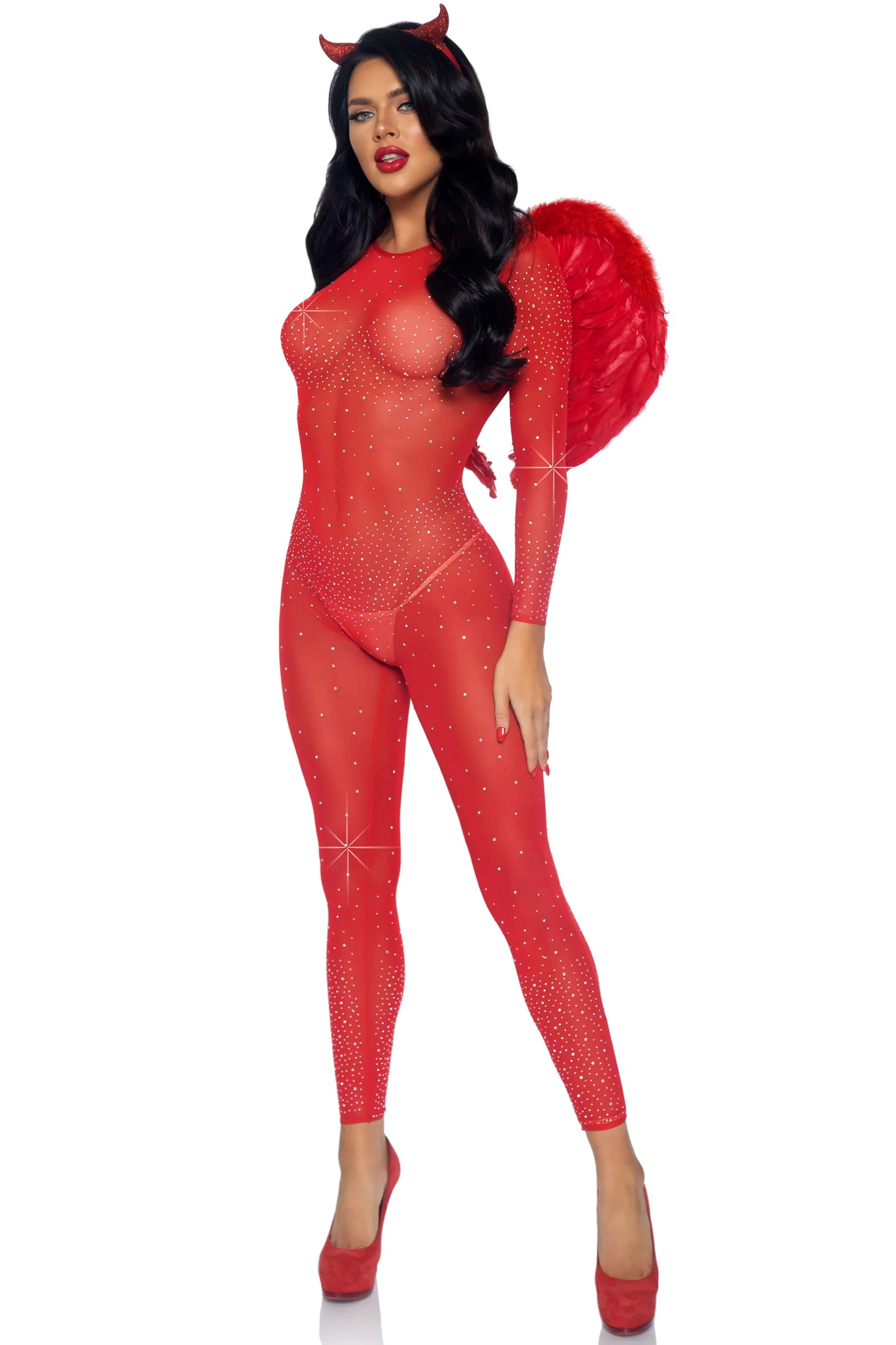 Sheer Rhinestone Catsuit - Image 4