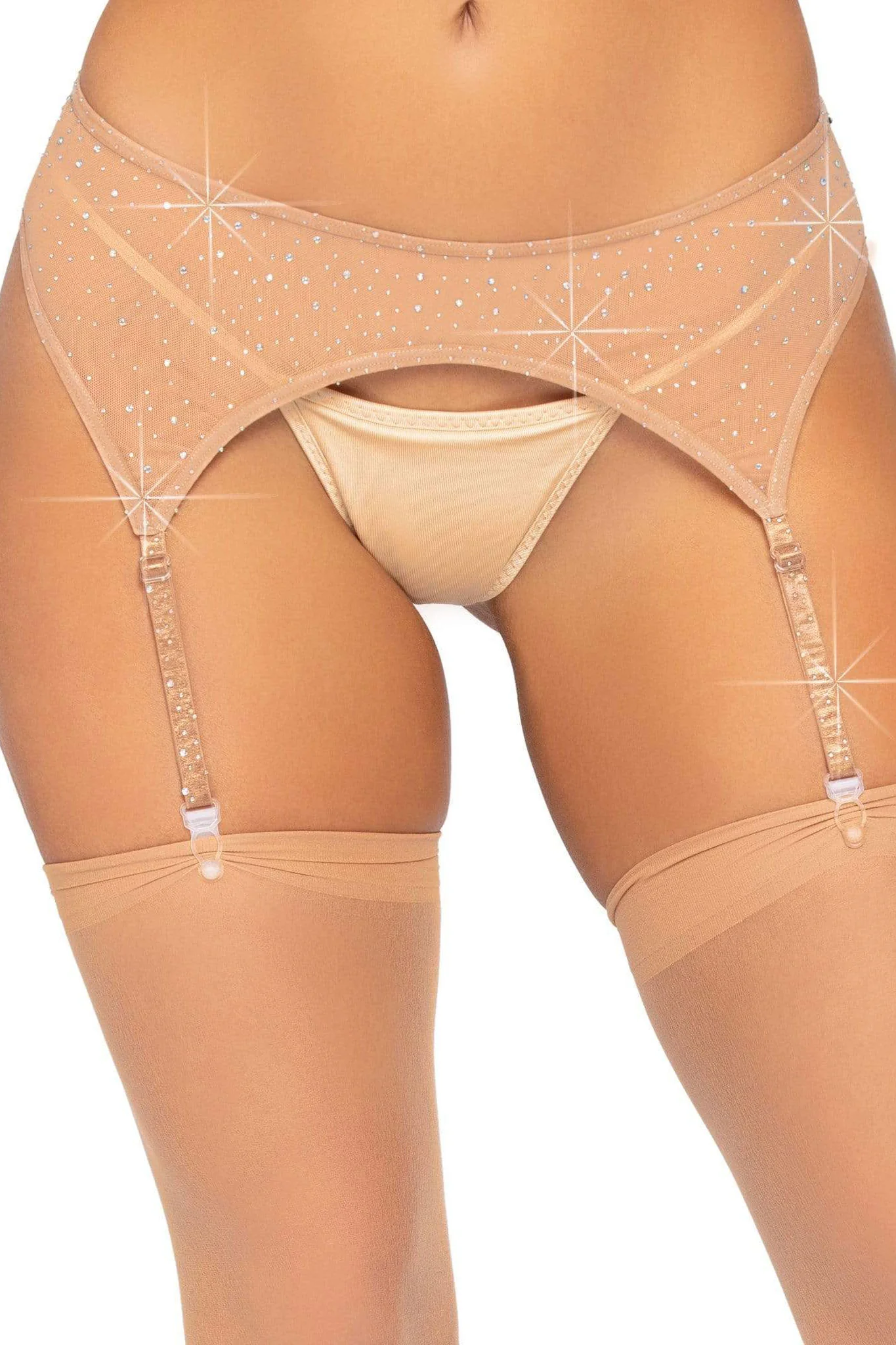 Sheer Rhinestone Garterbelt - Image 9